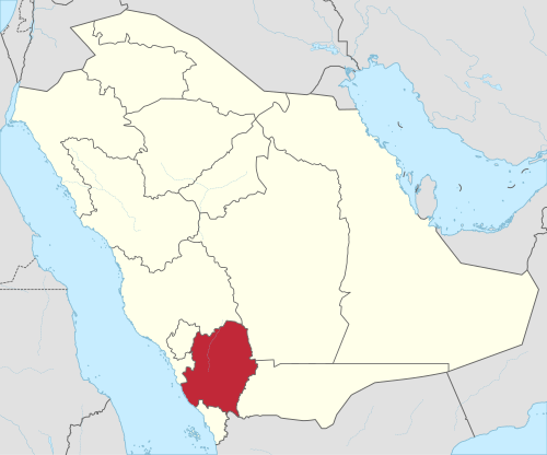 Map of Saudi Arabia with 'Asir highlighted